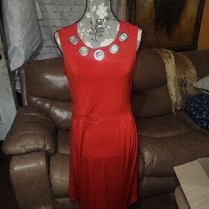 Elegant Red Sleeveless Midi Dress